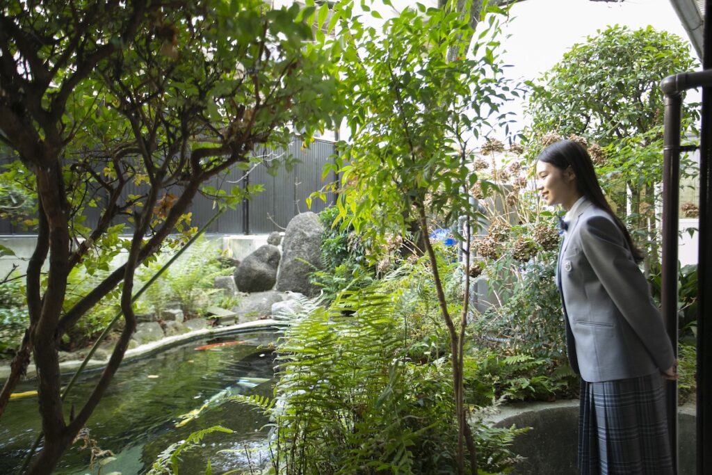 中庭 鯉のいる池